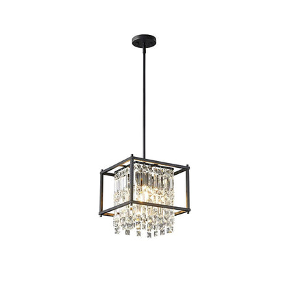 Contemporary Luxury Iron Crystal Round Square 1/3 Light Pendant Light For Bedroom