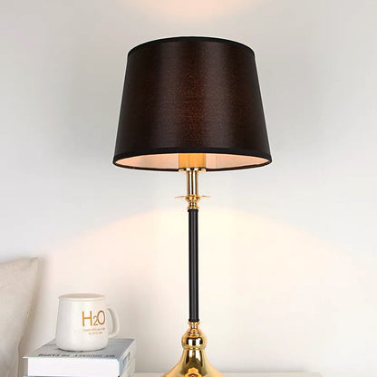 Contemporary Luxury Metal Fabric Round 1-Light Table Lamp For Bedroom