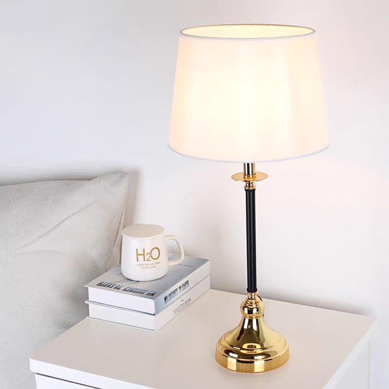 Contemporary Luxury Metal Fabric Round 1-Light Table Lamp For Bedroom