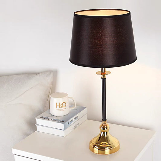 Contemporary Luxury Metal Fabric Round 1-Light Table Lamp For Bedroom
