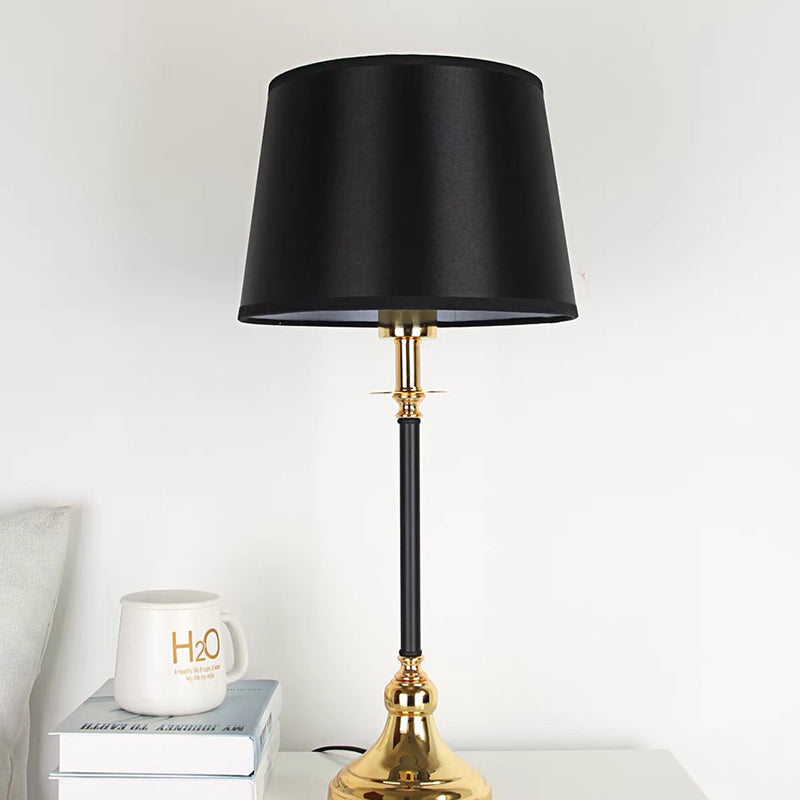 Contemporary Luxury Metal Fabric Round 1-Light Table Lamp For Bedroom