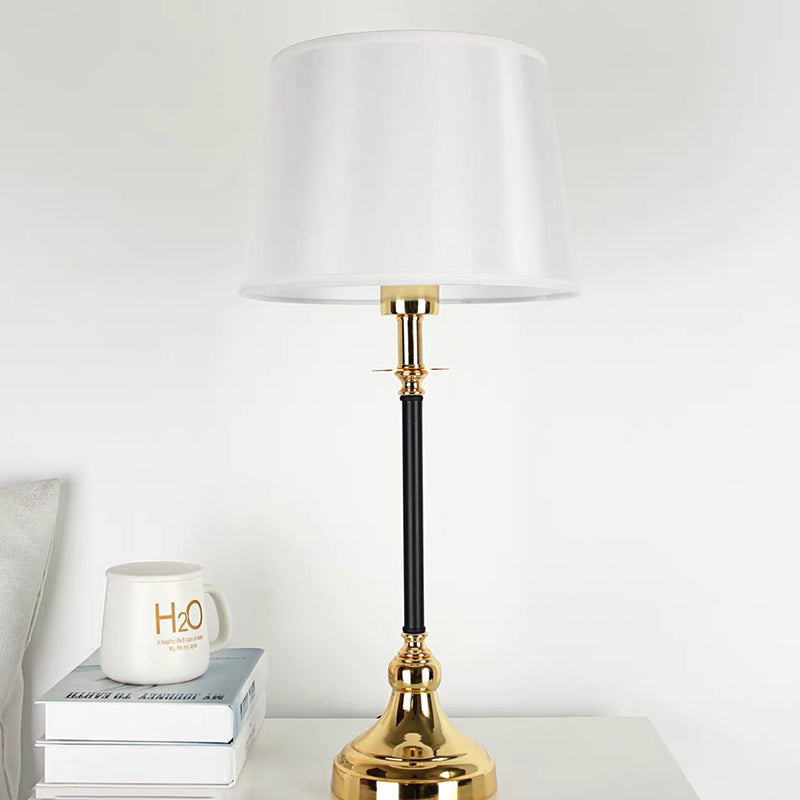 Contemporary Luxury Metal Fabric Round 1-Light Table Lamp For Bedroom