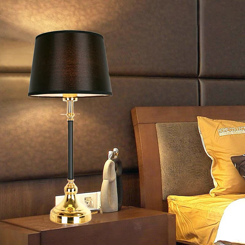Contemporary Luxury Metal Fabric Round 1-Light Table Lamp For Bedroom