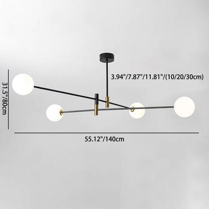 Contemporary Scandinavian Magic Bean Branch Orb Glass Iron 4/6/8 Light Chandelier For Living Room