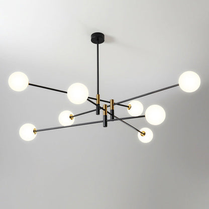 Contemporary Scandinavian Magic Bean Branch Orb Glass Iron 4/6/8 Light Chandelier For Living Room