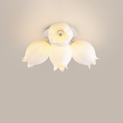 Modern Art Deco Orchid Flower Acrylic Iron LED Flush Mount Ceiling Light For Bedroom
