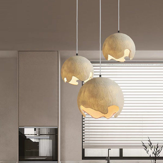 Contemporary Industrial Odd Ball Round Resin 1-Light Pendant Light For Bedroom
