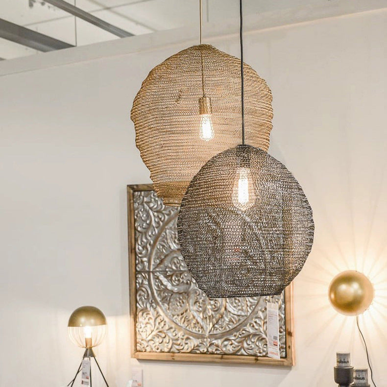 Contemporary Creative Irregular Round Iron 1-Light Pendant Light For Living Room