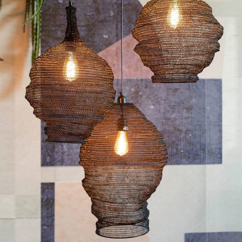 Contemporary Creative Irregular Round Iron 1-Light Pendant Light For Living Room