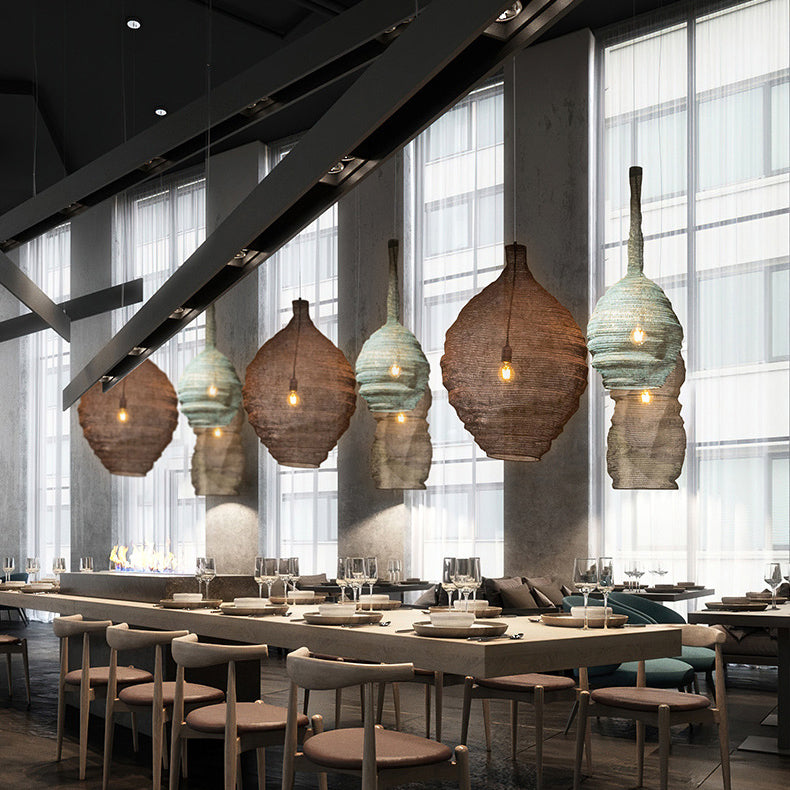 Contemporary Creative Irregular Round Iron 1-Light Pendant Light For Living Room