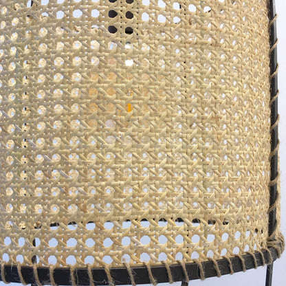 Traditional Japanese Round Right Angle Rattan 1-Light Pendant Light For Living Room
