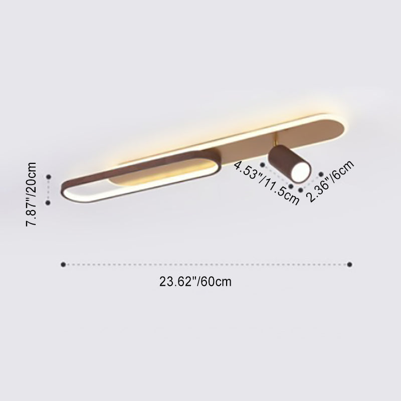 Modern Minimalist Long Oval Cylinder Acrylic Iron LED Flush Mount Ceiling Light For Living Room