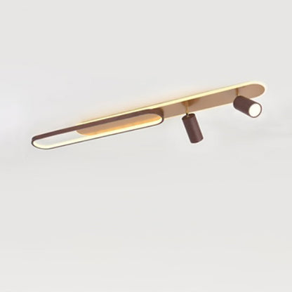Modern Minimalist Long Oval Cylinder Acrylic Iron LED Flush Mount Ceiling Light For Living Room