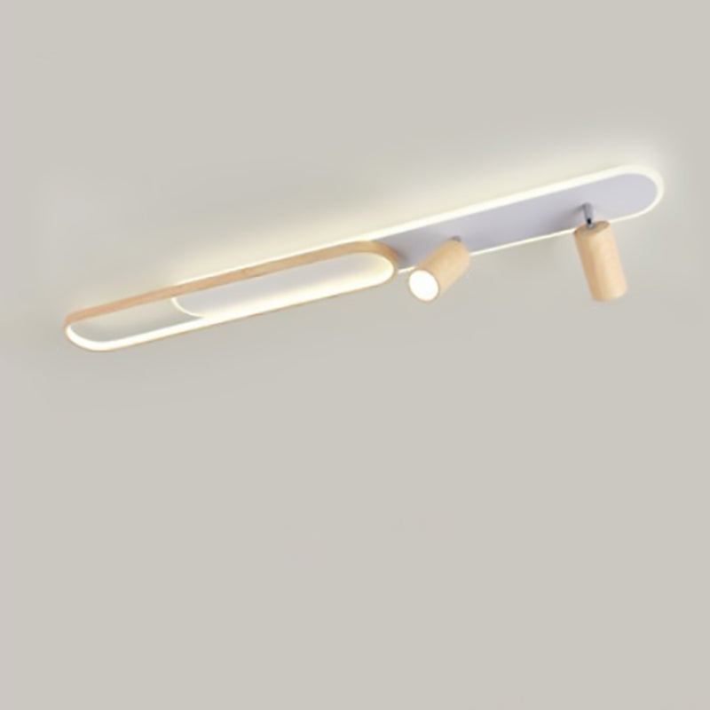 Modern Minimalist Long Oval Cylinder Acrylic Iron LED Flush Mount Ceiling Light For Living Room