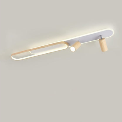 Modern Minimalist Long Oval Cylinder Acrylic Iron LED Flush Mount Ceiling Light For Living Room