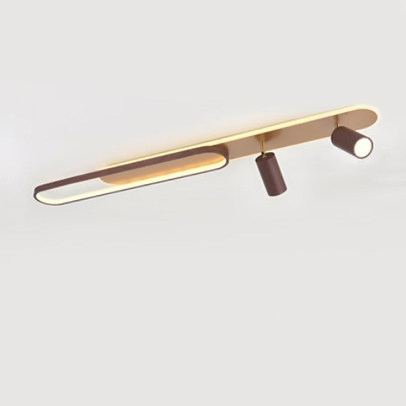 Modern Minimalist Long Oval Cylinder Acrylic Iron LED Flush Mount Ceiling Light For Living Room