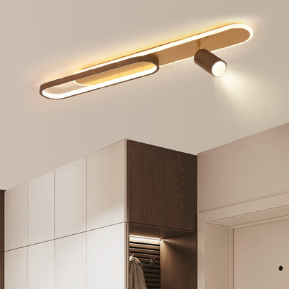 Modern Minimalist Long Oval Cylinder Acrylic Iron LED Flush Mount Ceiling Light For Living Room