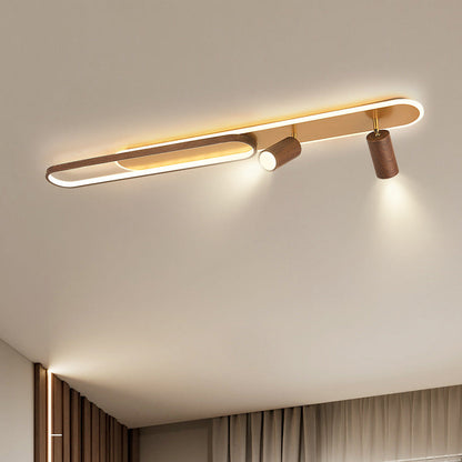 Modern Minimalist Long Oval Cylinder Acrylic Iron LED Flush Mount Ceiling Light For Living Room