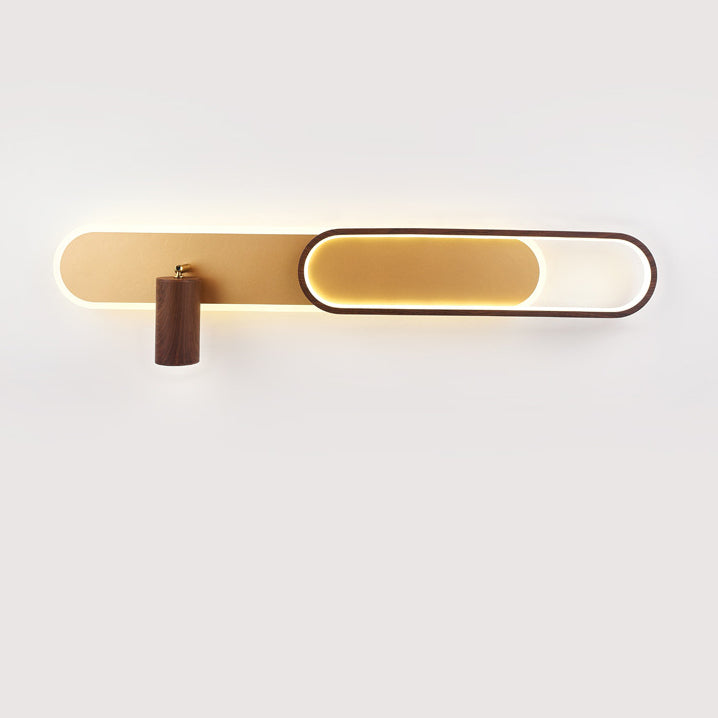 Modern Minimalist Long Oval Cylinder Acrylic Iron LED Flush Mount Ceiling Light For Living Room