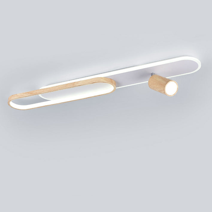 Modern Minimalist Long Oval Cylinder Acrylic Iron LED Flush Mount Ceiling Light For Living Room