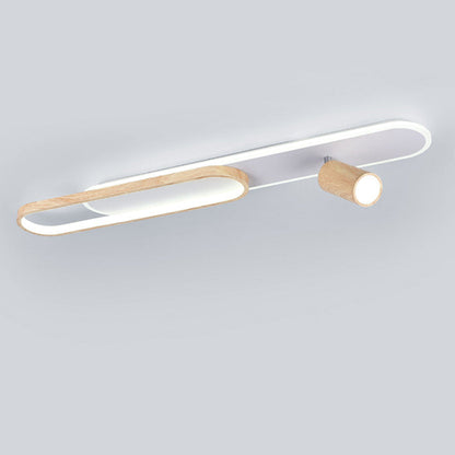 Modern Minimalist Long Oval Cylinder Acrylic Iron LED Flush Mount Ceiling Light For Living Room