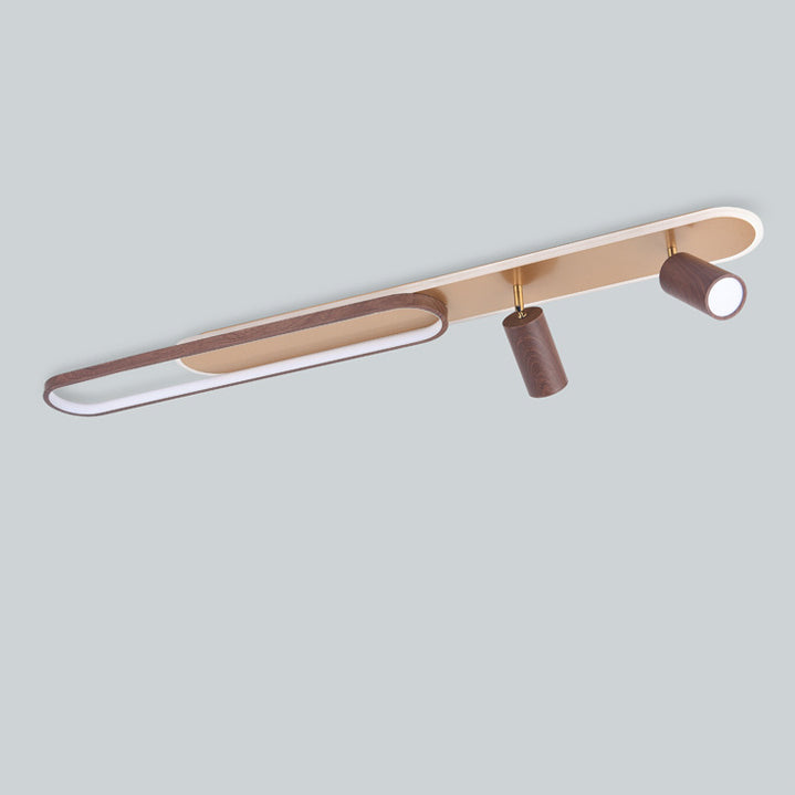 Modern Minimalist Long Oval Cylinder Acrylic Iron LED Flush Mount Ceiling Light For Living Room