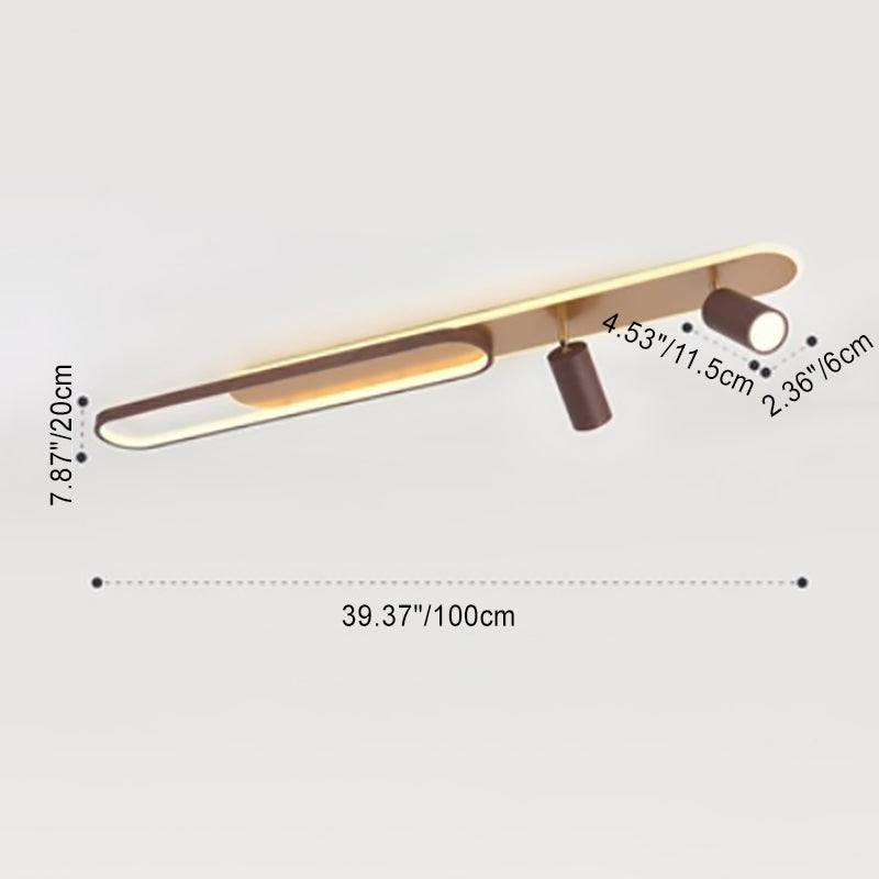 Modern Minimalist Long Oval Cylinder Acrylic Iron LED Flush Mount Ceiling Light For Living Room