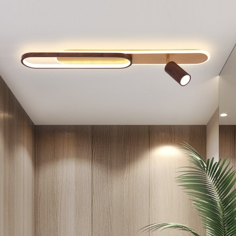 Modern Minimalist Long Oval Cylinder Acrylic Iron LED Flush Mount Ceiling Light For Living Room