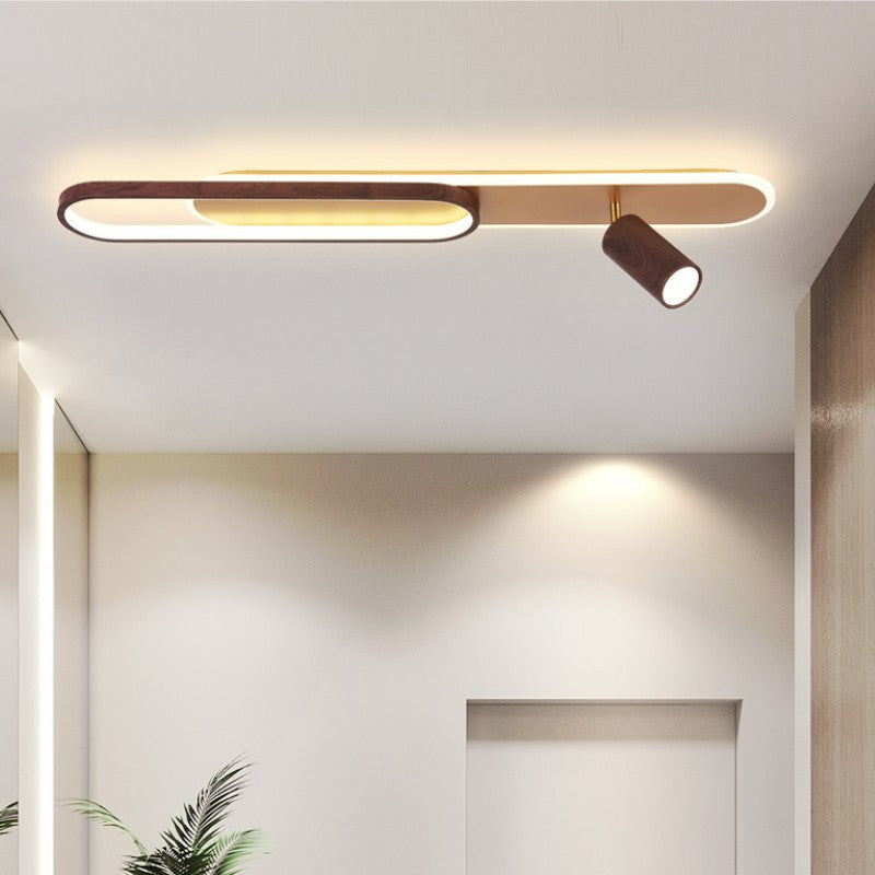 Modern Minimalist Long Oval Cylinder Acrylic Iron LED Flush Mount Ceiling Light For Living Room
