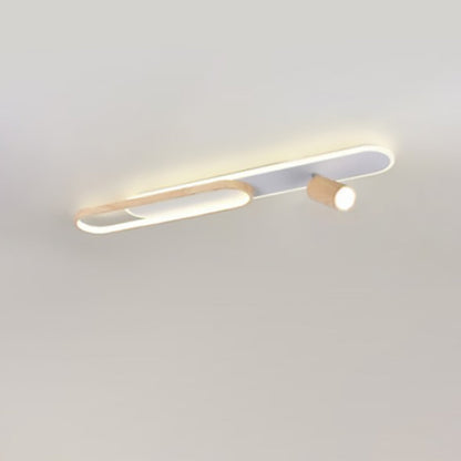 Modern Minimalist Long Oval Cylinder Acrylic Iron LED Flush Mount Ceiling Light For Living Room