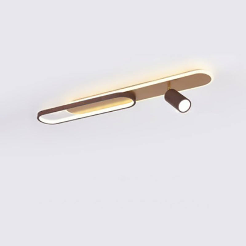 Modern Minimalist Long Oval Cylinder Acrylic Iron LED Flush Mount Ceiling Light For Living Room