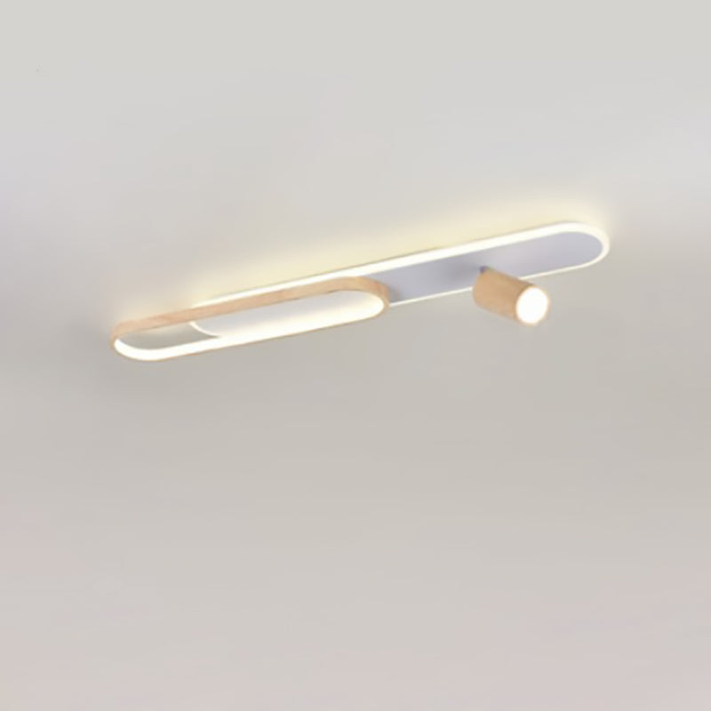 Modern Minimalist Long Oval Cylinder Acrylic Iron LED Flush Mount Ceiling Light For Living Room