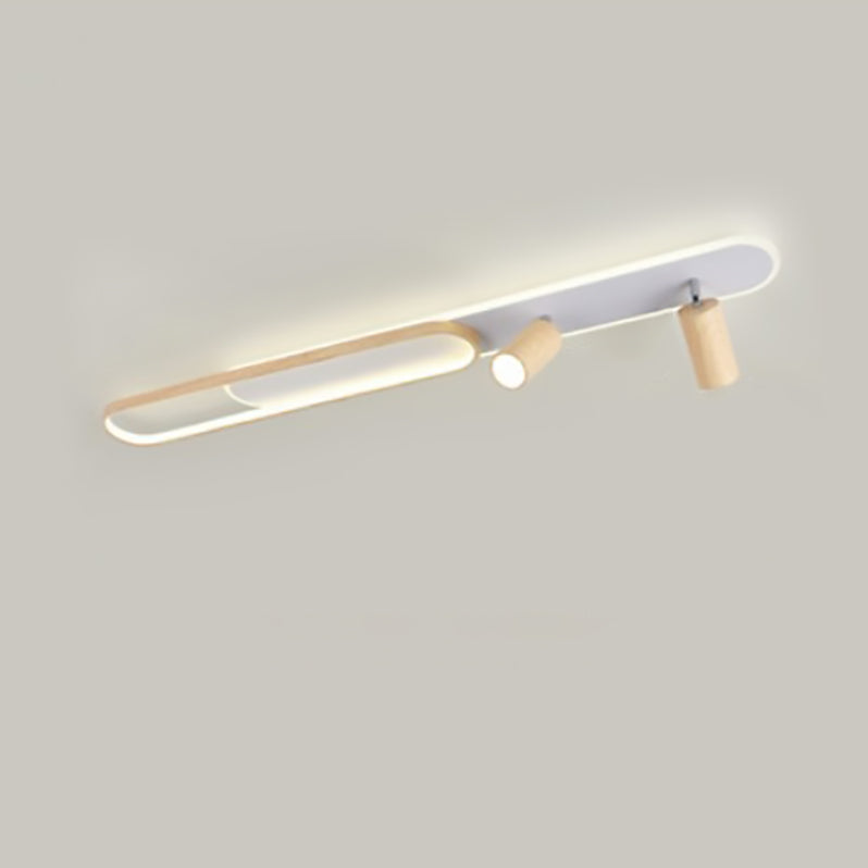 Modern Minimalist Long Oval Cylinder Acrylic Iron LED Flush Mount Ceiling Light For Living Room