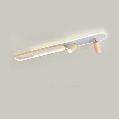 Modern Minimalist Long Oval Cylinder Acrylic Iron LED Flush Mount Ceiling Light For Living Room