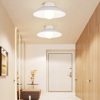 Modern Minimalist Disc Round Glass Wood Iron 1-Light Semi-Flush Mount Ceiling Light For Living Room