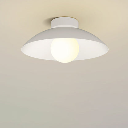 Modern Minimalist Disc Round Glass Wood Iron 1-Light Semi-Flush Mount Ceiling Light For Living Room