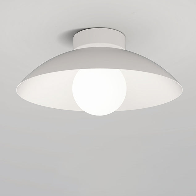 Modern Minimalist Disc Round Glass Wood Iron 1-Light Semi-Flush Mount Ceiling Light For Living Room