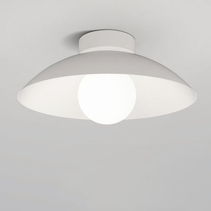 Modern Minimalist Disc Round Glass Wood Iron 1-Light Semi-Flush Mount Ceiling Light For Living Room