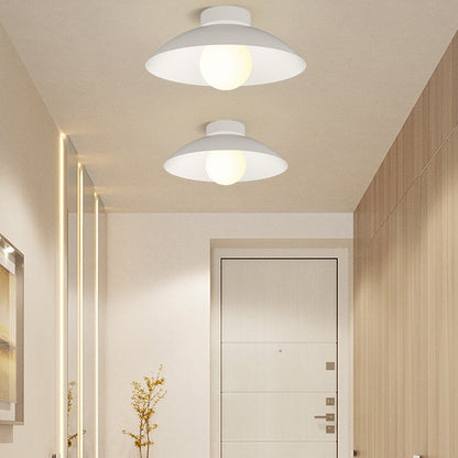 Modern Minimalist Disc Round Glass Wood Iron 1-Light Semi-Flush Mount Ceiling Light For Living Room