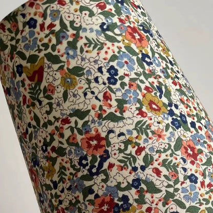 Traditional Vintage Crushed Flower Round Column Solid Wood PVC Fabric 1-Light Table Lamp For Bedroom