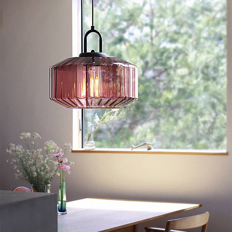 Modern Minimalist Memphis Round Glass Iron 1-Light Pendant Light For Living Room