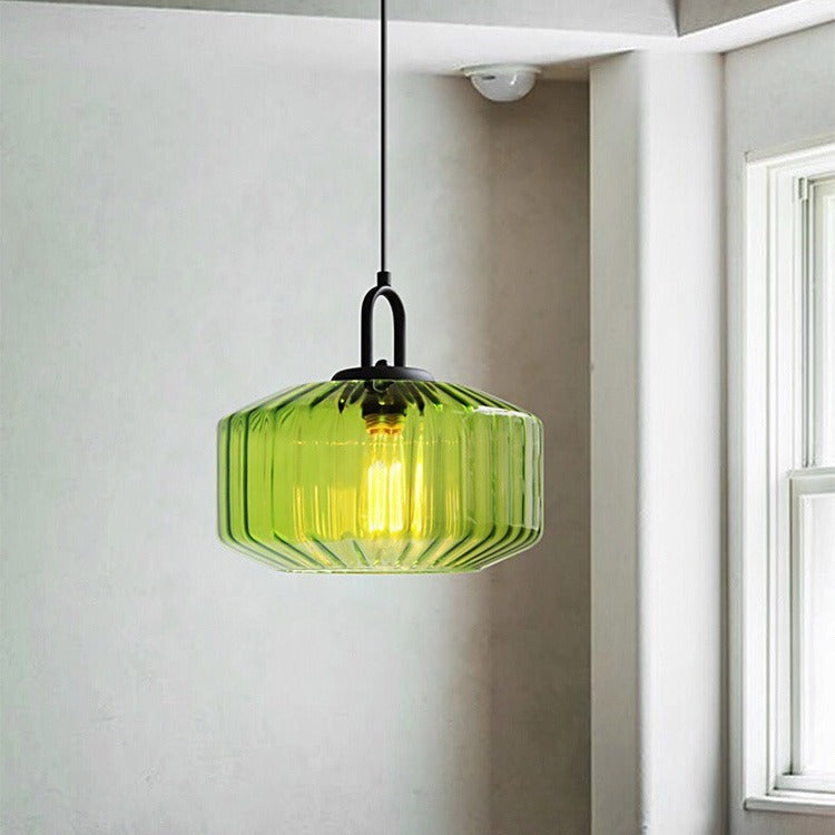 Modern Minimalist Memphis Round Glass Iron 1-Light Pendant Light For Living Room