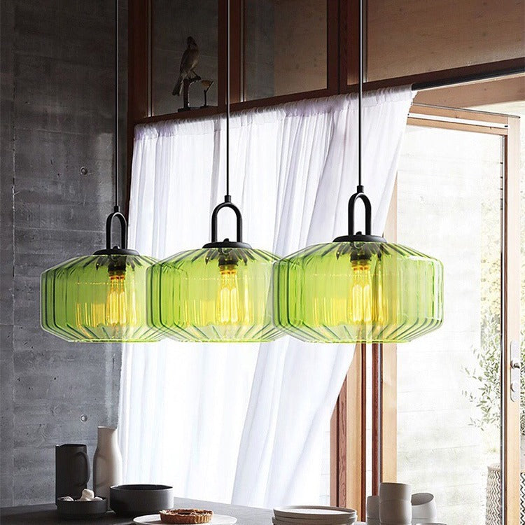 Modern Minimalist Memphis Round Glass Iron 1-Light Pendant Light For Living Room
