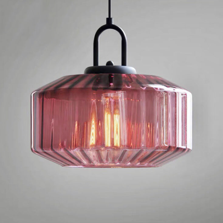 Modern Minimalist Memphis Round Glass Iron 1-Light Pendant Light For Living Room