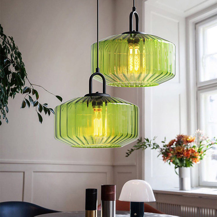 Modern Minimalist Memphis Round Glass Iron 1-Light Pendant Light For Living Room
