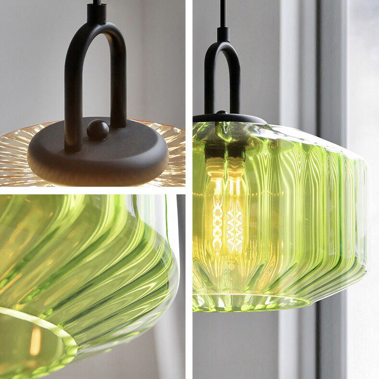 Modern Minimalist Memphis Round Glass Iron 1-Light Pendant Light For Living Room