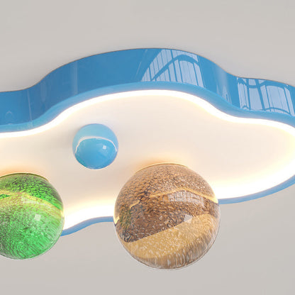 Modern Art Deco Planet Clouds Acrylic Glass Iron LED Flush Mount Ceiling Light For Living Room