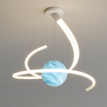 ثريا LED بتصميم عصري بسيط من الألومنيوم والحديد والسيليكون والزجاج لغرفة المعيشة