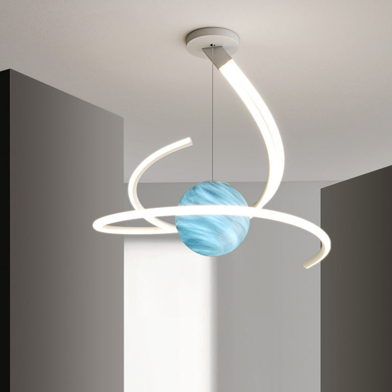 ثريا LED بتصميم عصري بسيط من الألومنيوم والحديد والسيليكون والزجاج لغرفة المعيشة