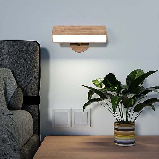 مصباح حائط LED خشبي مستطيل الشكل بتصميم عصري بسيط لغرفة المعيشة 